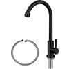 Bifordo Rubinetto Solo Acqua Fredda SUS304 In Acciaio Inox per Lavello Della Cucina, Nero Ad Arco Alto Singola Maniglia Singolo Foro