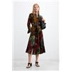 Desigual, abito midi a maniche lunghe, Donna, Viscosa, Verde, L