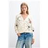 Desigual, Cardigan a fiori, Donna, Cotone, Bianco, L