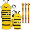 LEGAMI Set di 3 penne gel cancellabili + astuccio kawaii 2 in 1 + portamonete portachiavi set regalo | Simpatici disegni a tema animale (ape)