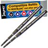 Jaymo Ricambio per Montblanc 128211 - Misura 98 mm di lunghezza - Ricarica per penna a sfera - 2 nero