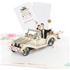 CraftWerk Biglietto pop-up 3D con auto di nozze, biglietto di auguri per matrimonio, regalo di nozze e regalo in denaro, buono per luna di miele e coppia di sposi