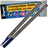 Jaymo - 2 - ricariche di inchiostro blu compatibili con la penna a rullo Waterman. Liscio inchiostro tedesco e punta fine da 5 mm - Confronta Waterman #S0112680 / 540961/54091