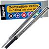 Jaymo Ricambio per Cross Selectip 8523 - Misure 111 mm di lunghezza - Ricarica per penna a sfera gel - 2 nero