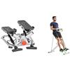 Sunny Health & Fitness Advanced Twist Stepper Machine w/Resistance Bands, Portable Mini + Row-N-Ride Squat Assist Trainer for Glutes & Full Body Cardio Workout