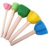 TopHomer Set di 5 pennelli in spugna per pittura, rotondi, a forma di fiore, stella, con manici in legno, per lavori fai da te