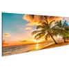 islandburner Quadri Moderni Bel Tramonto sul Mare con Una Vista di Palme sulla Spiaggia Bianca di Stampa su Tela - Quadro x poltrone Salotto Cucina mobili Ufficio casa - Fotografica Formato XXL DHA