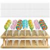 GOEDCH Supporto per Cake Pops: Supporto per Lecca Lecca in Legno a 21 Fori con 100 Bastoncini di Carta Bianca, Espositore per Lecca Lecca per Matrimoni, Feste di Compleanno, Baby Shower