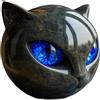 Generico Statuetta in pietra raffigurante un gatto nero, realizzata a mano in resina effetto marmo con occhi color ambra, regalo decorativo per amanti dei gatti e collezionisti. (Blue)