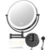 Gospire Specchio da Trucco Illuminato da Parete da 23 cm con Luci a 3 Colori e Dimmerazione Continua, LED Bifacciale con Ingrandimento 1X/10X da Bagno con Sensore Touch Braccio Estensibile Girevole a
