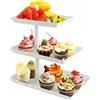 Zbozzba 360° Rotante Portavivande Portavivande Estensibile, Bianco 3 Piani Rotante Frutta Portavivande, Piatto da Portata in Metallo Tavolo da Dessert per Feste Matrimonio Ufficio