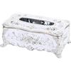 Anawakia - Scatola per fazzoletti cosmetici con porta fazzoletti a rose, motivo floreale europeo, scatola per fazzoletti per casa e hotel (Argento+bianco)