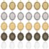 SUNNYCLUE 48 pz Fai Da Te 24 set Vassoi con Castone Cabochon Spazi Vuoti con Castone Pendente Stile Vintage Ovale Cabochon Impostazioni Castone Foto Ciondoli Vassoio Pendente Cabochon In Vetro per Cre