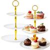 Probuk Portatorta a 3 Piani (2 Pezzi) - Vassoio per Dolci Bianco per Ricevimenti, Matrimoni, Feste e Merende - Supporto per Cupcake, Dolciumi, Stuzzichini - Montaggio Rapido,Materiale Alimentare e Resistente