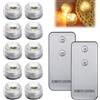 HUIKUANGEU Mini Luci LED Sommergibili,10 Pezzi Mini Sommergibile Luce LED,Luci Piscina Impermeabile con Telecomando,Lampada Piscina LED Impermeabile Bianco Caldo,per Stagno,Vaso,Acquario,Decorazione