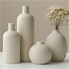VIVIDFLOW Set di vasi decorativi in ceramica, 4 pezzi, tonalità neutre, design moderno bohémien, per soggiorno, ingresso, caminetto (beige)