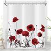 Hnmdmyi Tenda da doccia Fiori 120x200, Papavero rosso Vintage Natura Bouquet botanico Pianta Moderna Tenda da vasca da bagno Tessuto in poliestere impermeabile Tenda da bagno lavabile con ganci
