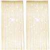 PetGlimmer 2 Pezzi Tenda a Fili, 100 X 200 cm Lampeggiante Tende Mosche Porta, Beige Giallo Tende Antimosche, Porta del Balcone Tenda a Fili per Esterno per Matrimoni, Caffè, Ristoranti, Porte e Finestre