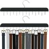 Mayhug Confezione da 2 ganci per cintura per armadio con 14 ganci, organizer per cinture, accessori per armadio, in legno robusto, per armadio max 42 cinture, ganci per cintura per organizer e