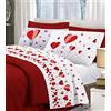 ITALYSWEETHOME Completo Lenzuola Cuori Mongolfiera Rosso 100% Cotone Made in Italy (Matrimoniale)