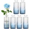 Segus Vasetti per Fiori in Vetro, 6 Pezzi Mini Vasi per Tavolo, Decorazione Vintage, per Matrimoni, Feste, Ufficio, Casa (Gradient Blu)