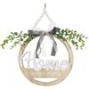 Sumneo Targhetta per porta con fiori, targa di benvenuto decorazione porta in legno con perline rustiche, Home Sweet Home, ghirlanda per porta da appendere, decorazione boho per esterni e interni, 1