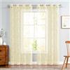 TOPICK Tende in pizzo trasparente, con rosa, con occhielli, per soggiorno, sala da pranzo, camera da letto, beige, 150 x 245 cm, set da 2 pezzi
