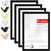 HIMEETIME® 4x Cornice A5 15x21 cm Cornice nero in metallo,Cornice per documenti 14,8x21 cm Grande Collage | Cornice in metallo Cornice in alluminio,Cornice per quadri A5 Cornice per foto