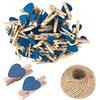 SKYPRO 25 mollette da bucato a forma di cuore in legno, multicolore piccole mollette con cuore, clip per foto a forma di cuore, piccole mollette da 3 cm, con cordino per esporre foto
