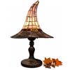 Generic Lampada a forma di cappello da strega in vetro colorato, luce notturna in resina gotica, Art Déco da tavolo vintage, bagliore ambientale alimentato tramite USB, decorazioni di Halloween per la libreri