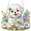TOSTOG Diamond Painting Pendente Cucciolo Kit Per Pittura Con Diamanti Per Adulti Kit Artistico Fiori Diamond Painting Ciondolo Per Porta Parete Finestra Hanging Decorazione (19.7×18.2cm)