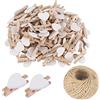 SKYPRO 25 mollette bianche a forma di cuore in legno, piccole mollette multicolore con cuore