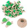 SKYPRO 50 mollette da bucato a forma di cuore in legno, multicolore con cuore, clip per foto a forma di cuore da 3 cm, piccole spille con stringa per esporre foto