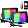 Willpower 2x Faretto LED da Esterno RGB 30W, Fari LED con APP Bluetooth Telecomando, Cambio Colore Rgbw, Proiettori Dimmerabile con Memoria,Timer, Modalità di Strobo DIY, per Giardino Palco Partito