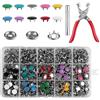Xyvor 200 Sets Bottoni Automatici a Pressione, Bottoni a Pressione 9.5 mm, Bottoni Automatici con Pinza, Bottoni in Metallo Cavi e Solidi, per Artigianato Bambini Abbigliamento Borse (10 Colori)