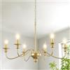 LXWNYY Lampadario a Sospensione Moderno in Oro 6 Luci, Attacco E14, Stile Retrò Industrial, Altezza Regolabile per Soggiorno, Sala da Pranzo, Cucina, Camera da Letto e Corridoio