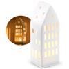 com-four Casa lumini in porcellana - casetta in porcellana opaca con base lumino, elegante decorazione per la stanza a forma di casa (23 cm)