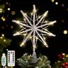 Lewondr Stella Cima Per Albero Di Natale 20 LED, 13.8 Pollice Stella A 10 Punte In Resina Lucente, Cima Alimentata A USB E Telecomando Per Decorazione Albero Di Natale, Timer 6H & 8 Modalità, Argento