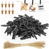 Hengxinchen 168 Pezzi Mollette Legno Piccole Nere 25MM per Matrimonio, Foto, Polaroid Con 10M Jute String - Mini Mollette per Esposizione a Parete DIY