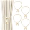 SUBTAVIK Fermatende, Set di 4 Pezzi, Corda Intrecciata con Eleganti Perline in Legno, per Soggiorno, Camera, Ufficio, Beige