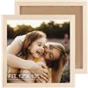 Eulihent Set di 2 Cornici Foto 30x30 cm Cornice Portafoto Quadrata in Legno MDF con Vetro Acrilico Passepartout per Montaggio a Parete o Tavolo (Legno Naturale)
