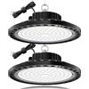 TOPAUBUB 100W Faretto LED UFO Interno 2 Pezzi, Lampada LED per Capannone 10000LM con Catena Metallica da 30CM, Driver, 6500K IP65 Plafoniera LED Garage Industrial per Campana Officina Sofftto