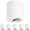 GeyouLux Faretti GU10 da Soffitto Bianco, Ø80x84mm Faretti da Superficie Rotondi, Orientabili 30°, Plafoniera 230V con Attacco GU10, Spot in Alluminio, Senza Lampadine, 6 Pezzi