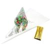 JZK 100x Buste dolci a cono trasparenti cellophane bustine borsa triangolare sacchetto porta confetti spuntini caramelle sacchettino bomboniere regalo per dolcetti biscotti popcorn per festa