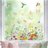 AhfuLife 9 Fogli Vetrofanie Finestre di Primavera, Adesivi di Primavera con Fiori, Farfalle e Uccelli, Doppio Lato e Riutilizzabile, per Decorare la Casa dei Bambini, Feste di Pasqua (Stile 3)