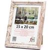 3-B Cornice portafoto MORI - Bianco vintage (Rustico con venature del legno visibili) - 15 x 20 cm - Cornice in legno, cornice portafoto, cornice per ritratti con vetro acrilico