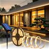 Lumtang Strisce LED Solari da Esterno, 5m 280 LED Striscia LED IP67 Impermeabili, Luci LED Bianche Calde con Telecomando, 2835 Luci a Corda SMD per Alberi da Giardino Natale