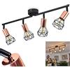 hofstein Lampada a soffitto Baripada, lampada a 4 luci in metallo in colore nero/rame, lampada dal design moderno con paralumi a traliccio regolabili, 4 x attacco E14, con effetto luce, senza lampadina/e