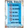 WADORN Cartello con le regole della piscina, 20 x 30 cm, con scritta in inglese Warning Swim At Your Own Risk No Exceptions in metallo, stile vintage, decorazione da parete, per piscina, parco