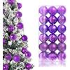 KASESSS 36 Pezzi Palline di Natale, 3cm Decorazioni Natalizie in Plastica, Palline di Natale Viola per Cordino Addobbi Natalizi, Decorazioni Albero di Natales per Deco di Compleanni e Feste, Viola